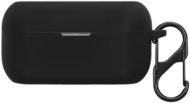 kwmobile Cover for Technics EAH-AZ60M2 Case - Silicone Cover for Earbuds Charging Case - Protective Headphone Holder with Carabiner Clip - Black