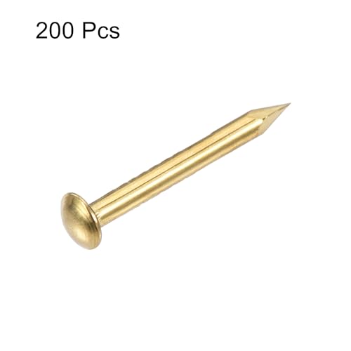 uxcell Clavos Pequeños de Latón 1.2mm x 12mm (DxL) para Accesorios de Cajas de Madera DIY 200 piezas miniatura 2