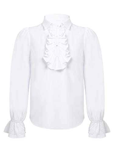 JEATHA Kids Boys Pirate Shirt Vampire Renaissance Victorian Steampunk Gothic Ruffled Blouse Tops