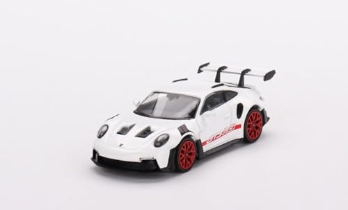 True Scale Miniatures Model Car Compatible with Porsche 911 (992) GT3 RS White with Pyro Red Accent Package 1/64 Diecast Model Car Mini GT MGT00630