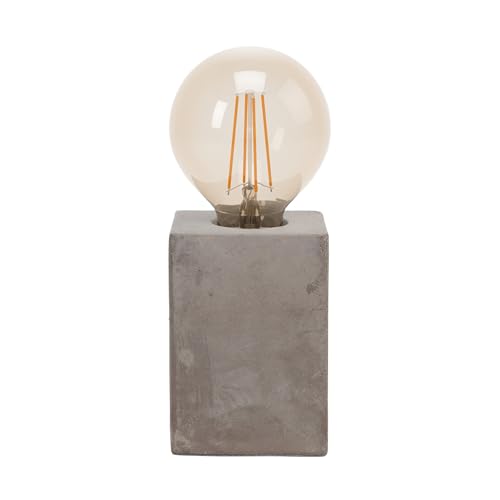 Eglo Lámpara de mesa de un foco Prestwick, lámpara vintage de mesa, industrial, retro, luz de cabecera de concreto en gris, lámpara con interruptor, portalámparas E27