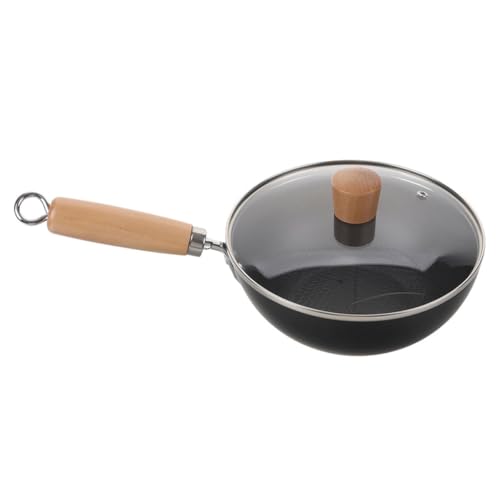 Wok de hierro fundido con tapa 24cm mango madera