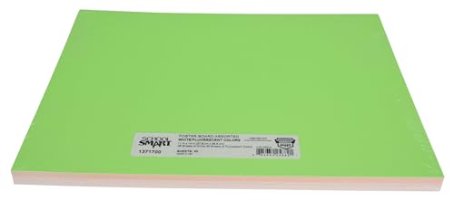 Image of School Smart Poster Board, 11 x 14 Inches, White /Assorted Neon Colors, Pack of 50