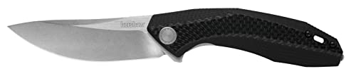 Kershaw Tumbler Pocket Knife, 3.25" D2 High Carbon Steel Drop Point Plain Edge Blade, Tactical Folding Knife, Manual Opening Everyday Carry Knife #TOP18