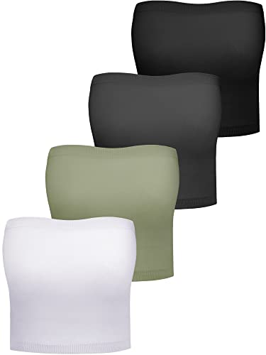 Sujetadores de bandeau para mujer en pack de 4 tops de tubo elásticos y sin costuras