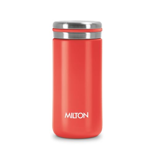 Milton Shiny 200 Thermosteel Water Bottle 190 ml, 24 Hr Hot and Cold I Leak Proof Lid, ISI Certified I Vacuum Insulated I for Office, Gym, School I Red