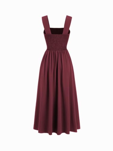 Image of CIDER Womens Floral Smocked Dresses Square Neck Long Midi Sundress | A Line, Sleeveless, Summer Outfits