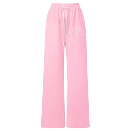 Girl's Bowknot Baggy Drawstring Sweatpants Cute Straight Leg Athletic Pants with Pockets Trousers for Teen Girls 4-13 Years2