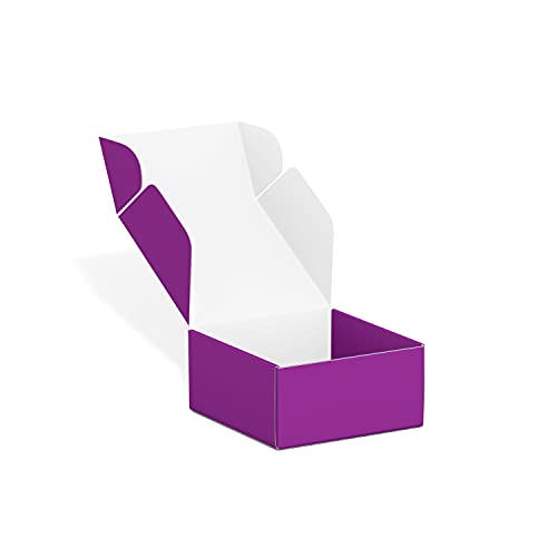 Image of 50 Pack 4 inchx4 inchx2 inch Shipping Boxes, Corrugated Cardboard Small Box Mailer, Shipping Boxes for Small Business for Gift Packing- TONESPAC (4 inchx4 inchx2 inch, Purple)