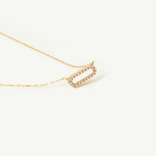 Gelin Diamond Paper Clip Necklace in 14k Solid Gold4