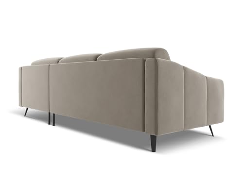 Nalu 3-Sitzer Ecksofa L-Form rechts in Grau - Sofa mit Ottomane aus Samt, modernes Design für Wohnzimmer 264x160x80 cm, bis 550 kg belastbar – Bild 8