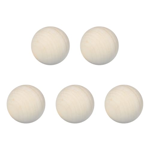 JIHUOO Lot de 5 boules rondes en bois naturel brut de 50 mm - Boules décoratives en bois lisse