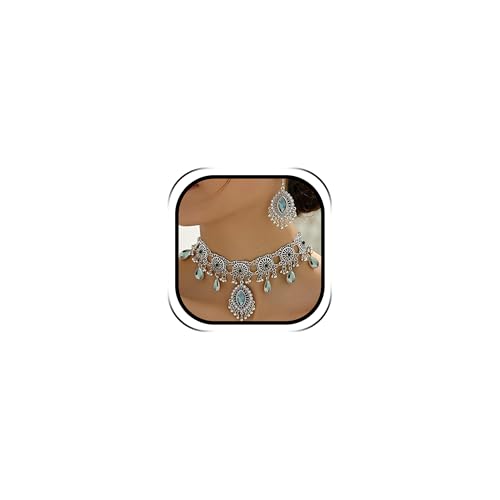 Frodete Indian Jewelry Sets for Women Traditional Bohemian Wedding Jewelry Set Indian Dresses for Women Oxidized Ethnic Party Prom Wear by Frodete - Used condition - US$9.91