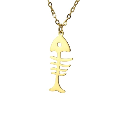 Collier arête de poisson adorable pendentif articulé et chaîne moderne polyvalente