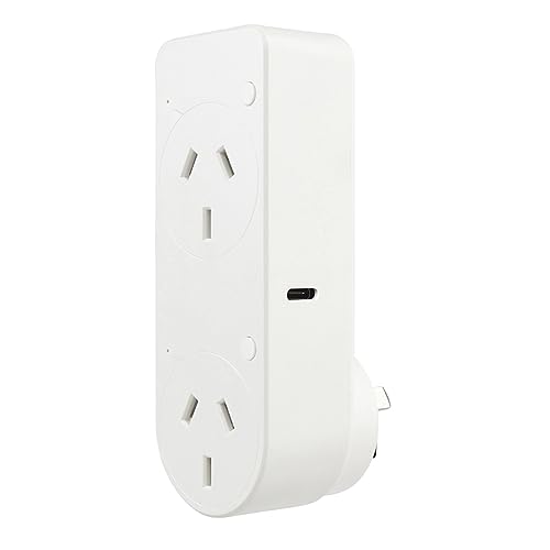 Brilliant Smart Wi-Fi Double Plug Adaptor with USB-A and USB-C Ch...