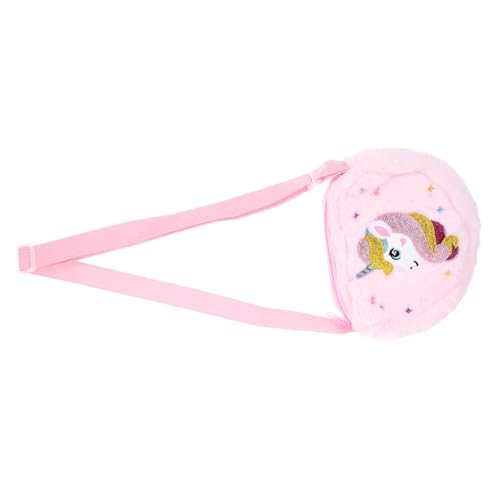 ROMISBABA Bolso Unicornio de Peluche para Niñas Bolso Cruzado con Diseño de Corazón Bolsa para Monedas y Uso Diario Fiestas y Viajes