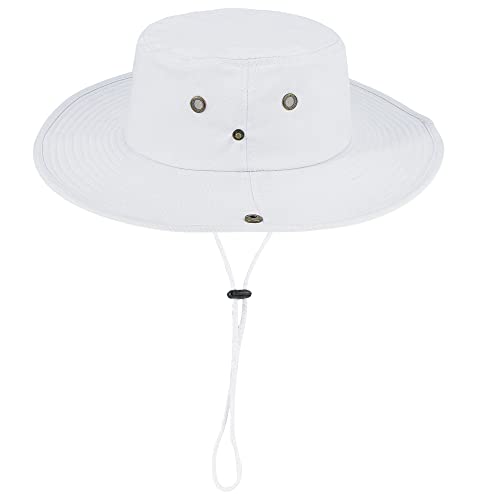 Womens Sun Hat Wide Brim Bucket Hats Hiking Fishing Uv Protection Safari Boonie Hat For Men Women（L 24" /61Cm，M 22.83"/58Cm） White #TOP7
