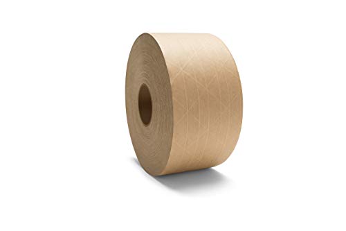 PSBM Reinforced Gummed Kraft Paper Packing Tape, 72mm x 500 Feet, 270 Pack, Brown, Water Activated, Fiberglass Stranded Carton Box Sealing Shipping Tape