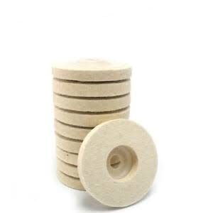 ARBAN INDUSTRIES STAR POWER Wool Felt buffing pad wheel disc for polishing stainless steel metal marble glass ceramic, 4 inch angle grinder - white, 100 x 16mm x 16mm dia (Pack of 10pcs)