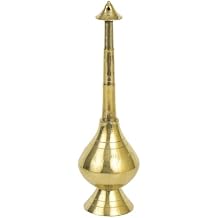 Brass Sprinkler Bottle for Holy Water, Gangajal and Perfume Gulab Pash Rose Brass Water Paneer Sombu Small, 8 Inch