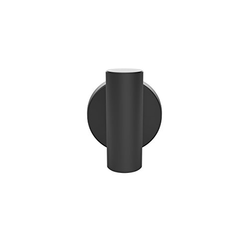 Image of Amerock Arrondi Single Prong Matte Black Wall-Mounted Hook | Decorative wall hook in durable stainless steel construction for coats, hats, bags, towels, and everyday organization