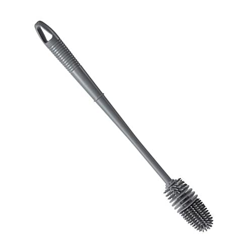 KOMUNJ Silikon Flaschenbürste, Flaschenbürste, Silikon, extra lang, dünn, antibakteriell, 32cm, Grau Cover