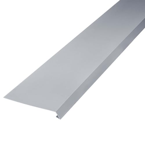 INEFA Dachstreifen für Dachrinne, einseitig gekantet 2m Grau Rinneneinhang mit Wasserfalz, aus PVC-U, Dachrinnenzubehör, Made in Germany