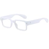 Breaksun Rectangle Glasses for Men Women Square Blue Light Glasses Thick Frame Black Eyeglasses (White)