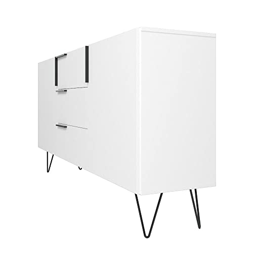 Manhattan Comfort Beekman 62.99" Sideboard With 4 Shelves, White #TOP6
