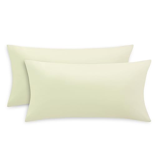 RUIKASI Kissenbezug 40 x 80 Gelb 2er Set - Oeko Tex Kopfkissenbezug 40x80 Hellgelb Kissen Bezug 40x80cm mit Reißverschluss aus Mikrofaser, Polsterbezug Doppelpack Set Pillow Case Pillow Cover