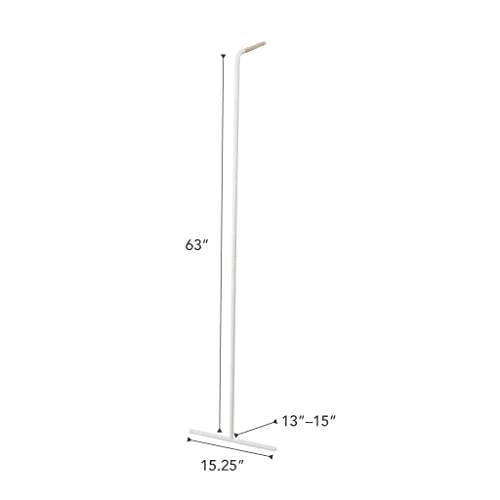 Yamazaki 7550 TOWER Schmale lehnende Garderobe, weiß, Stahl/Holz, minimalistisch, 38.5 x 42 x 160 cm