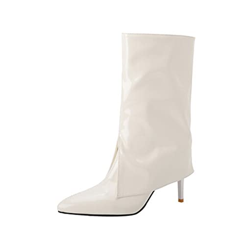 Bottes mi-mollet pour femmes stiletto de 8cm de hauteur style automne hiver chic