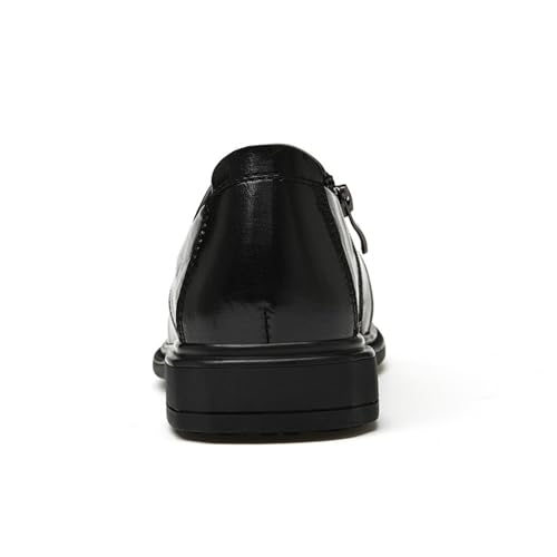 Dress Oxford Shoes for Men Slip On Round Burnished Toe Brogue Shoes Non Slip Block Heel Rubber Sole Anti-Slip Casual4