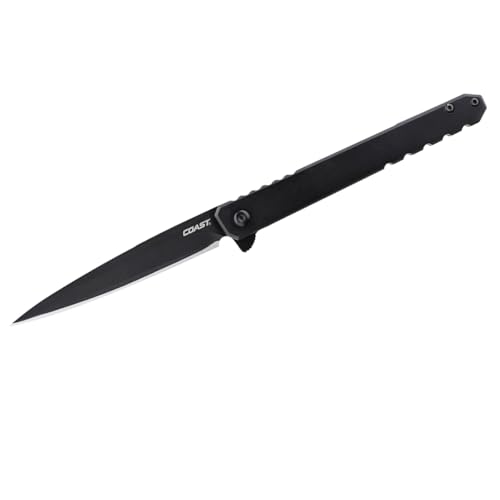 COAST Founder's Collection ORIGIN EDC LX532 Folding Pocketknife, Flipper Tab, Frame Lock, Pocket Clip, Stainless-Steel, Black