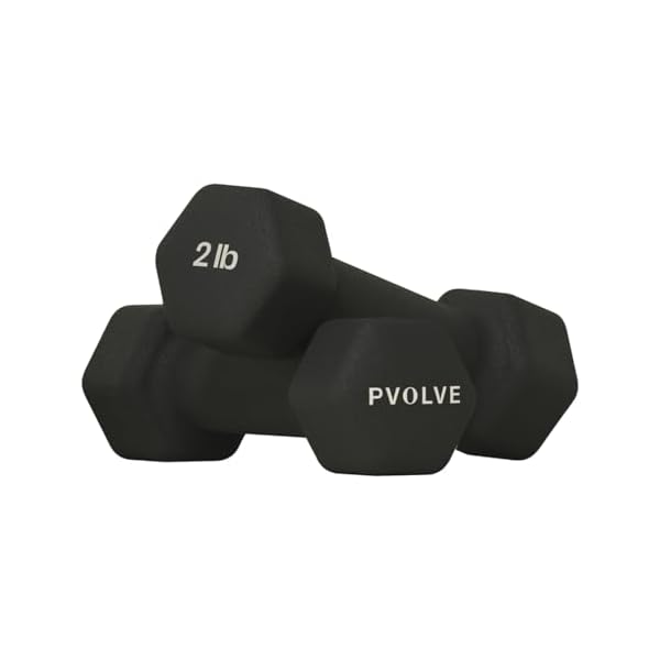 Pvolve 2lb Lightweight Neoprene Coated Dumbbell Set - Home Gym Fitness Equipment Designed For Comfart And To Fit Perfectly in the Palm of Your Hand