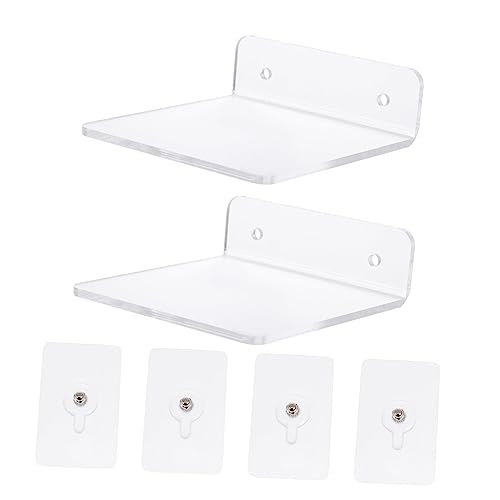ABOOFAN 1Set Transparent Acrylic Wall Mounted Storage Rack Sundries Organizer for Home Living Room Bathroom Kitchen Easy Installation No Drill Required
