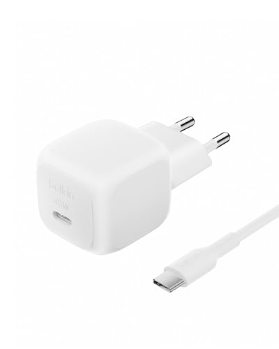 Belkin BoostCharge Chargeur secteur compact 45 W Avec câble USB-C vers USB-C, Recharge Rapide, Pour Tous Les modèles de l'iPhone 17, Air, 16, Samsung Galaxy, Google Pixel, iPad, AirPods, etc - Blanc