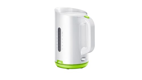 Braun Wasserkocher WK 1100 GR Series1 Schnellkochsystem 2200W 1 7L Grün Weiß Antikalk-Filter mit automatischer Abschaltung 360-Sockel Wasserstandsanzeige