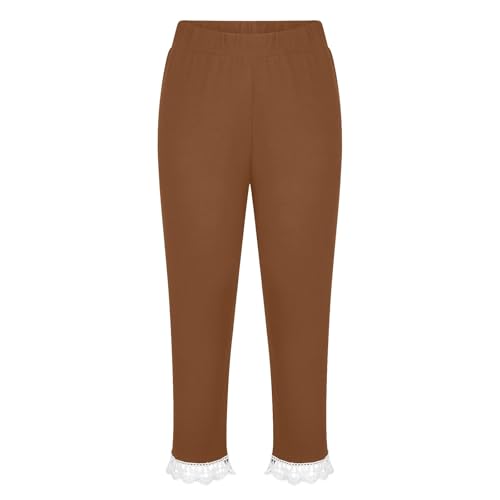 Moonker 3/4 Leggings for Girls Solid Color Yoga Pants High Elastic Waist Stretchy Cropped Tights Casual Hoodie2