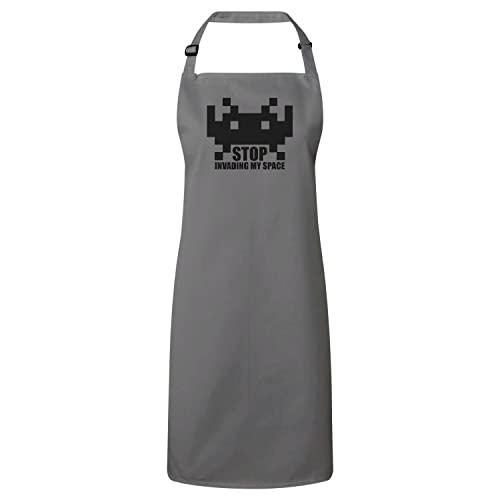 Tablier retro gaming gris pour cuisiner et s'amuser en soirée arcade