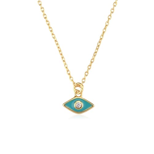 Collier long oeil de lune en turquoise blanche style tiny luxury - 3