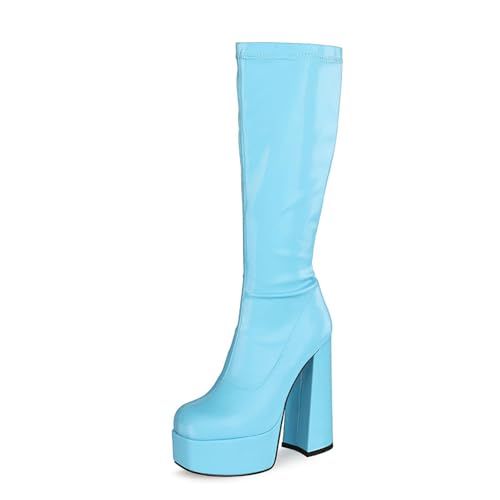 Bottes hautes escarpins de créateur avec talon épais 16 cm - 5