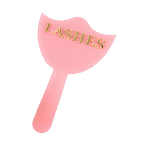 JAYIOLA メイク用ハンドミラー 持ち運び可能な化粧鏡 ハンドル付き 多用途 丈夫なアクリルガラス メイクアップアーティストのための正確な塗布 スタジオまつげ, ピンク