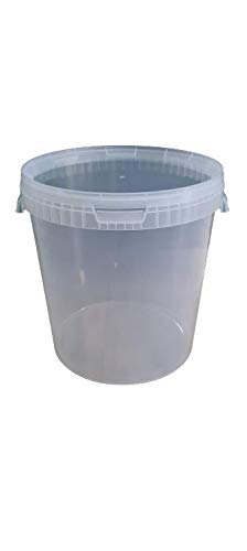 4 secchi da 20 litri con coperchio trasparente, impilabili per latte e scorta, in plastica con rilascio alimentare, per alimenti, per farina, secchio per acqua, 4 pezzi
