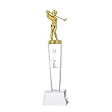 LONGWIN Glass Golf Trophy with A Golden Swing Golfer, Funny Golf Trophies for Tournaments, Sports Competitions, Parties, Centerpieces for Table