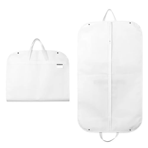 2 Suit Bags for Closet Storage Hanging, Lightweight Zipper Garment Bag, Plastic Breathable, Suitable for Business Trips(White)