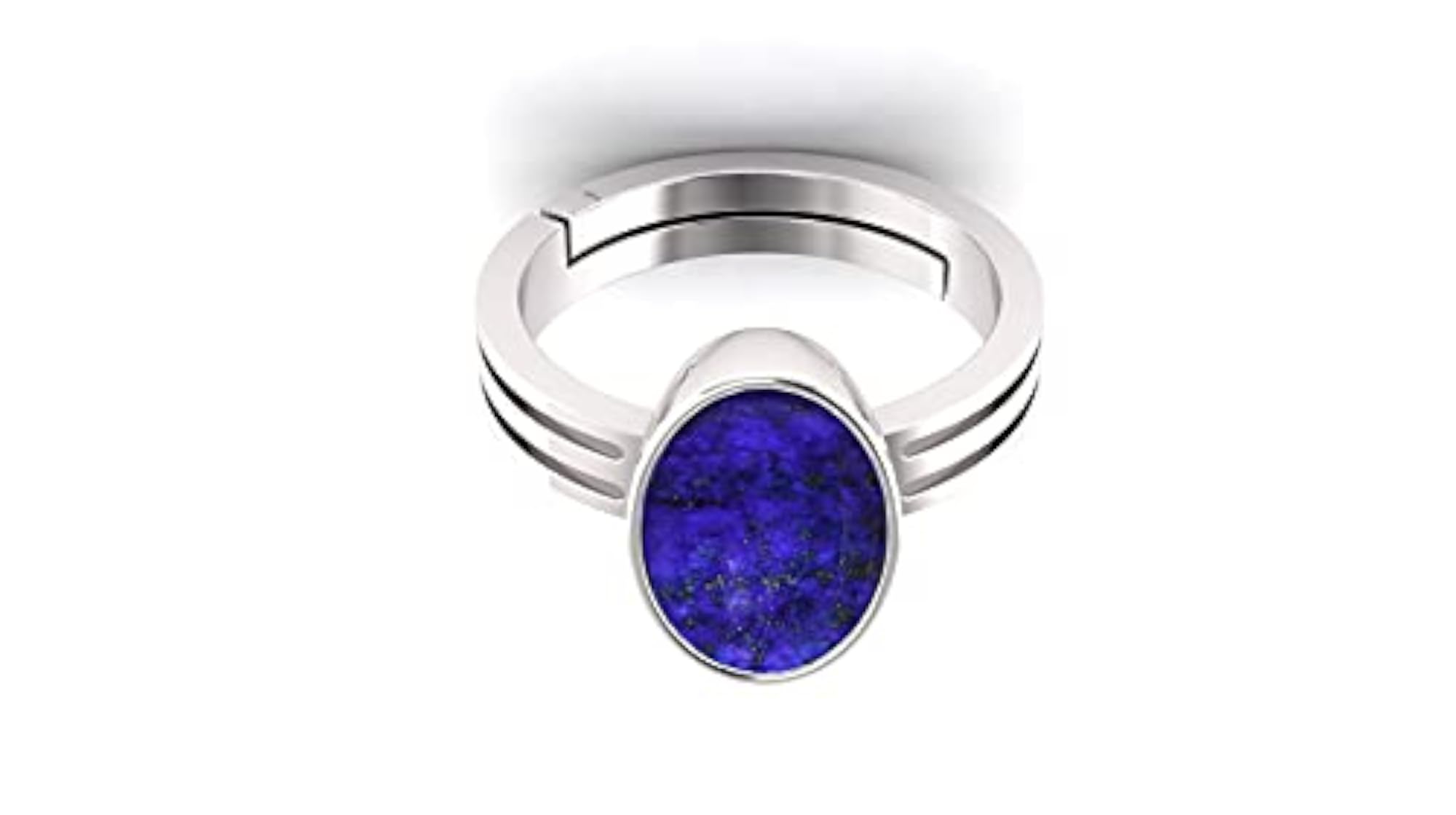 Men's Blue Lajward Stone Panchdhatu Adjustable Silver Plated Ring