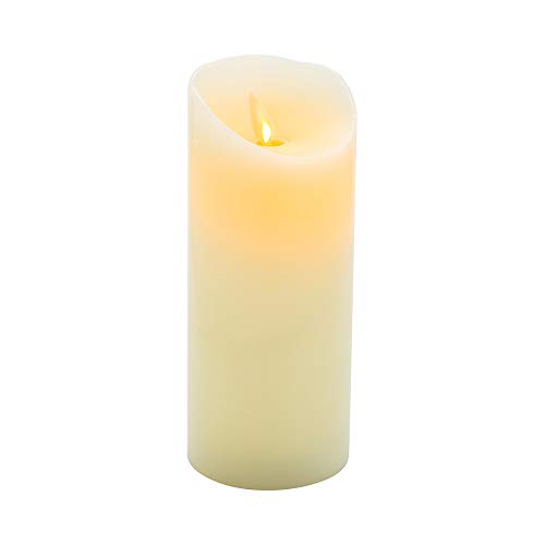 Image of Fire Tek 3 x 7 Inch Flameless Pillar Candle, 1 Programable LED Pillar Candle - Dancing Flame, For Home, Weddings, And Parties, Ivory Real Wax Battery Pillar Candle, Remote Sold Separately,