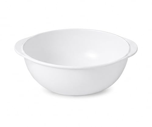 Image of Melvio By Malti 1 Pc Serving Bowl for Dining & Serving | Premium Melamine Bowl with Elegant Floral Design | Microwave & Dishwasher Safe Bowl for Curry, Dal, Vegetables, Snacks & Salads | White, 8 Inch
