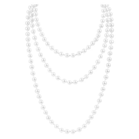 TINKSKY Fake Pearls Necklace Retro Pearls Long Necklace Chain for Party Favors Costume Necklace, for Women Girls Cover